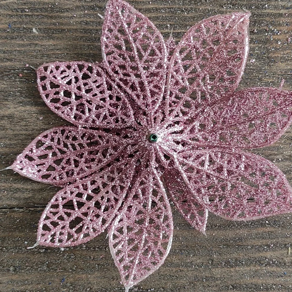 New Christmas Pink Glitter Flower SET